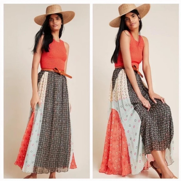 NWT $178 Anthropologie Verb by Pallavi Singhee Margot Pleated Maxi Skirt - Picture 2 of 10